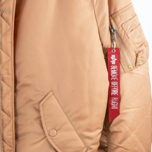 Alpha Industries Rose Gold Reversible MA-1 Bomber Flight Jacket - Picture 7 of 8